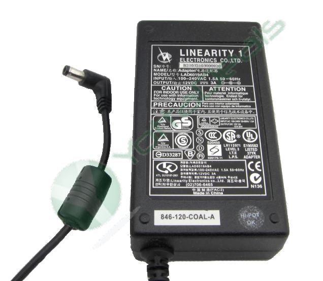Linearity 1 Genuine Original LAD6019AD4 AC Adapter 12V 3A 36W Power Supply Charger Cord Brand NEW 